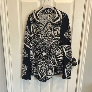 Free People Black and White Knit Sweater